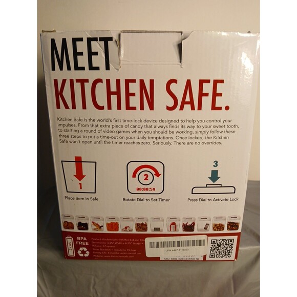Kitchen SafeTime Locking Temptations-Cellphone Money RED Lid Clear Base 3.5 qt - Picture 5 of 16